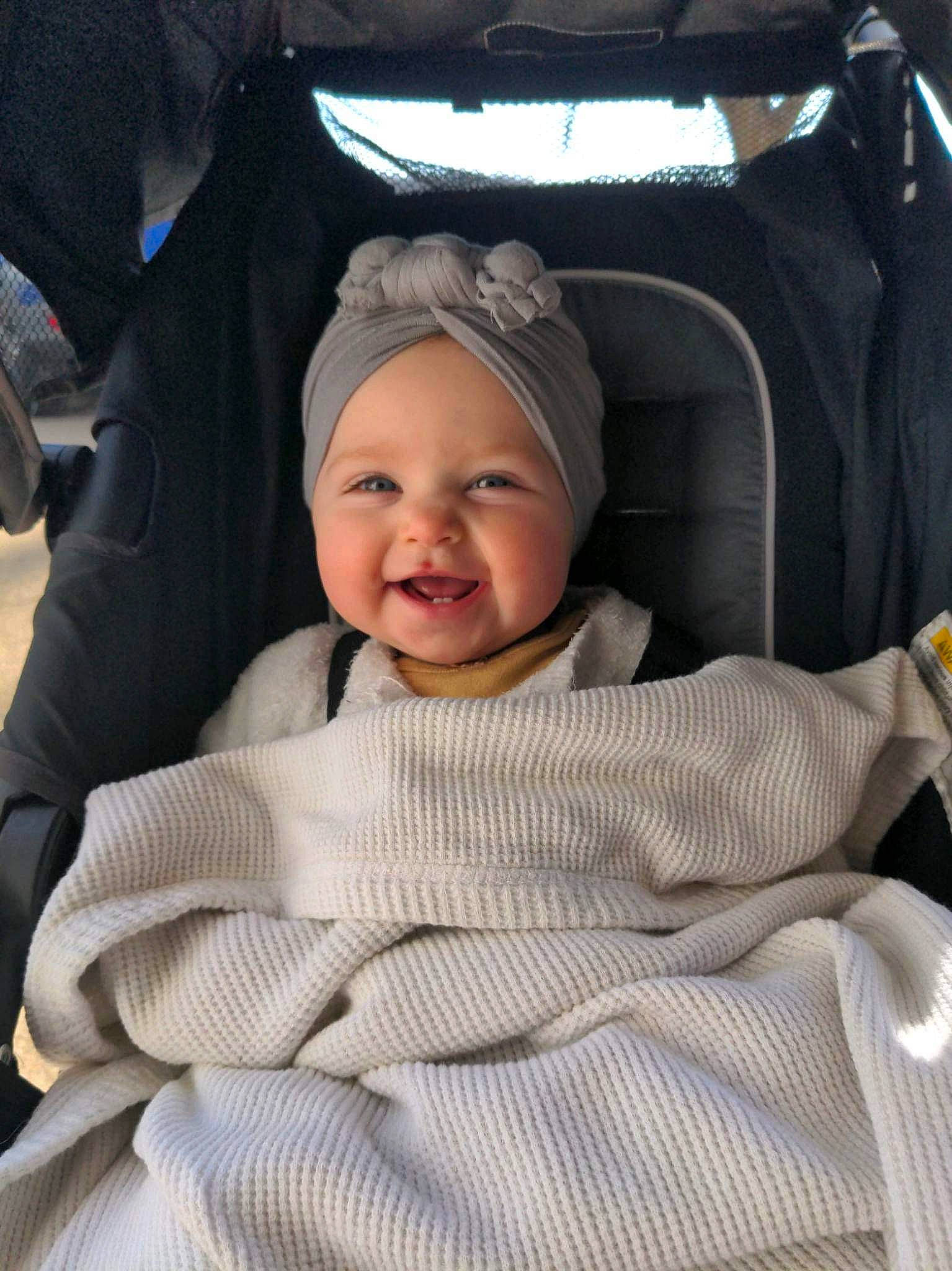 Eleanor joined the competition — help win amazing prizes! auto_part, baby, baby_carriage, baby_in_car_seat, baby_products, baby_safety, baby_toddler_clothing, car_seat, child, comfort, family_car, fun, happy, headwear, joy, laugh, luxury_vehicle, person, seat_belt, sitting