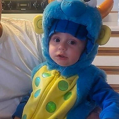 Ashtyn is registered to the contest to win money with this photo: baby, beanie, cap, child, costume, ear, head, headgear, person, play, toddler