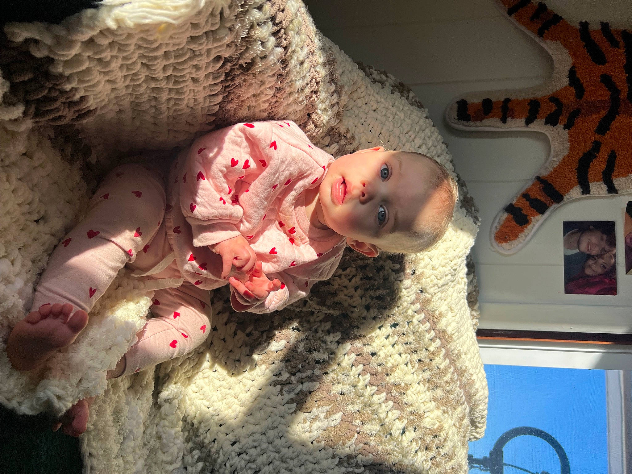 Everly joined the competition — help win amazing prizes! baby, baby_toddler_clothing, cheek, child, comfort, costume, dress, eyelash, fashion_design, fur, joy, linens, pattern, person, picture_frame, room, sleeve, toddler, tradition