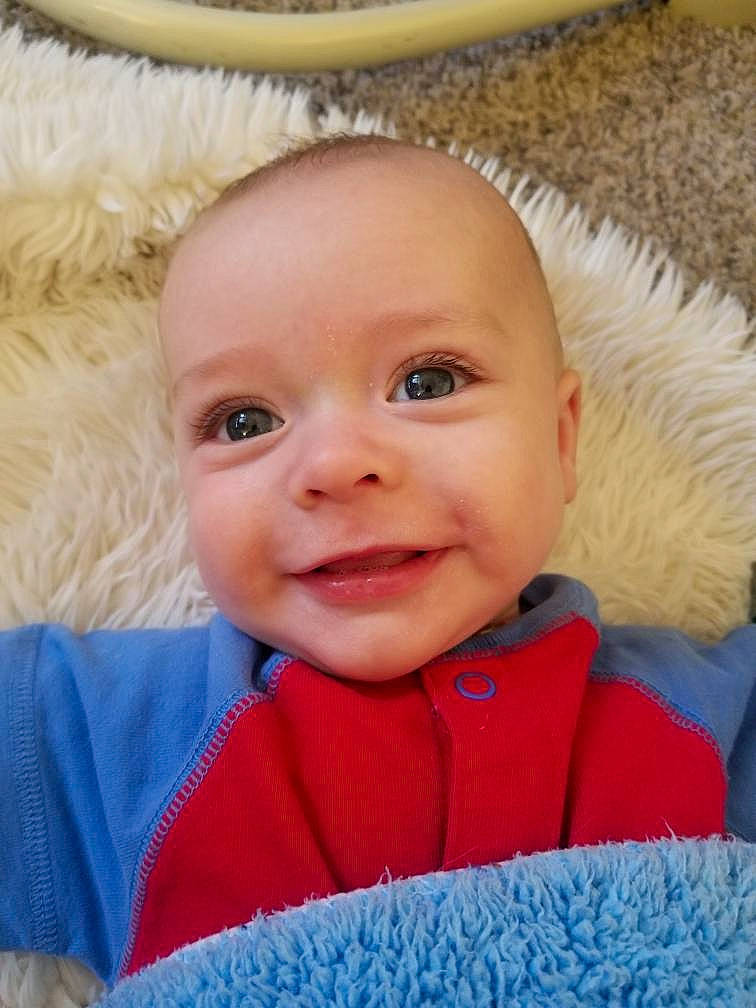 Cole joined the competition — help win amazing prizes! baby_toddler_clothing, cheek, chin, clothing, eye, eyebrow, face, facial_expression, head, iris, lip, mouth, nose, organ, outerwear, person, skin, sleeve, smile, textile