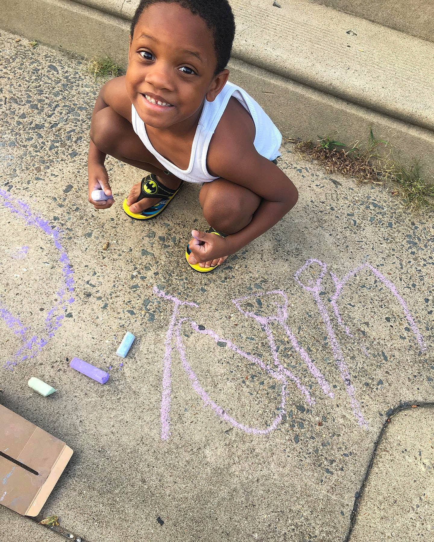 Torin joined the competition — help win amazing prizes! adaptation, chalk, child, fun, happy, joy, people, person, play, recreation, sand, sidewalk, smile, soil, toddler, vacation, water, yellow