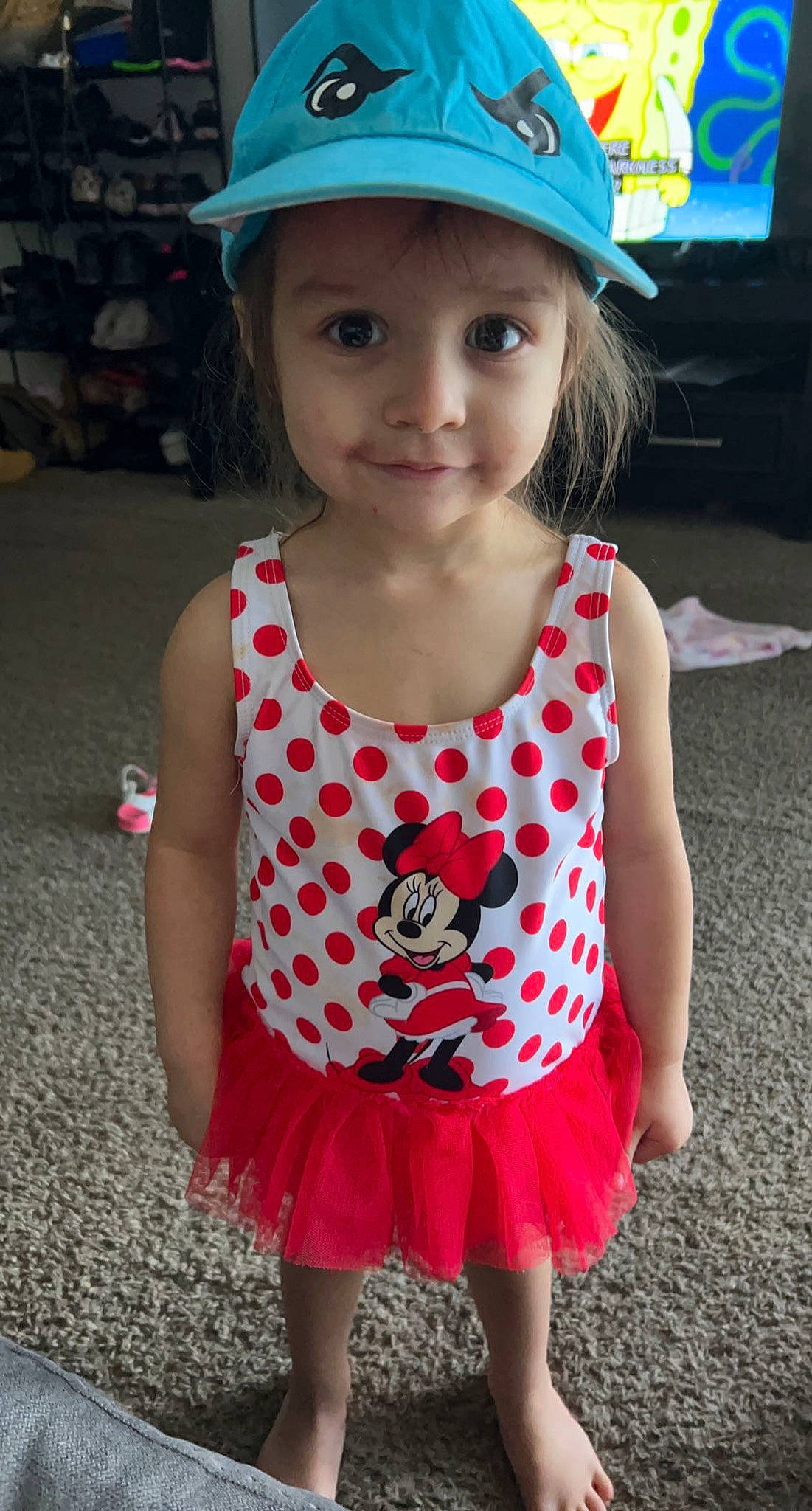 Aviana joined the competition — help win amazing prizes! baby_toddler_clothing, baseball_cap, cap, clothing, day_dress, dress, face, facial_expression, hairstyle, happy, hard_hat, headwear, helmet, one_piece_garment, person, photograph, pink, skin, sleeve, standing