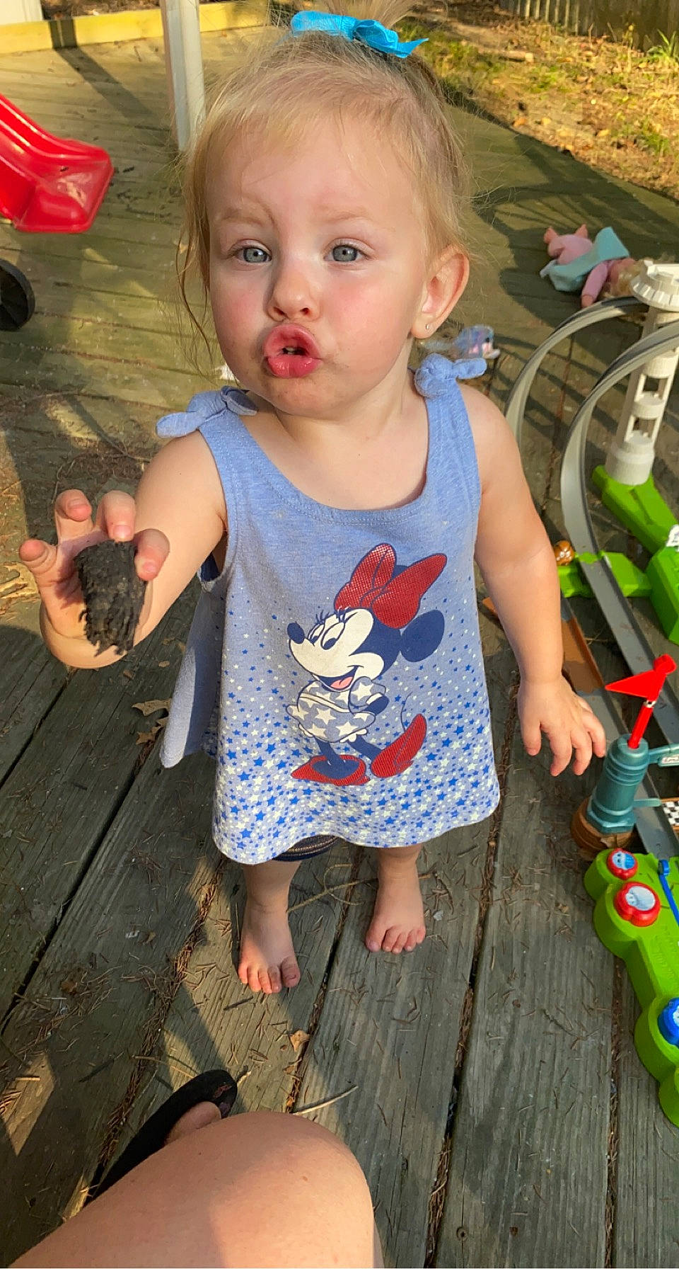Aubriana joined the competition — help win amazing prizes! baby, baby_toddler_clothing, chair, cheek, child, finger, fun, hairstyle, happy, head, iris, organ, person, skin, sleeve, t_shirt, thumb, toddler, toy, vacation