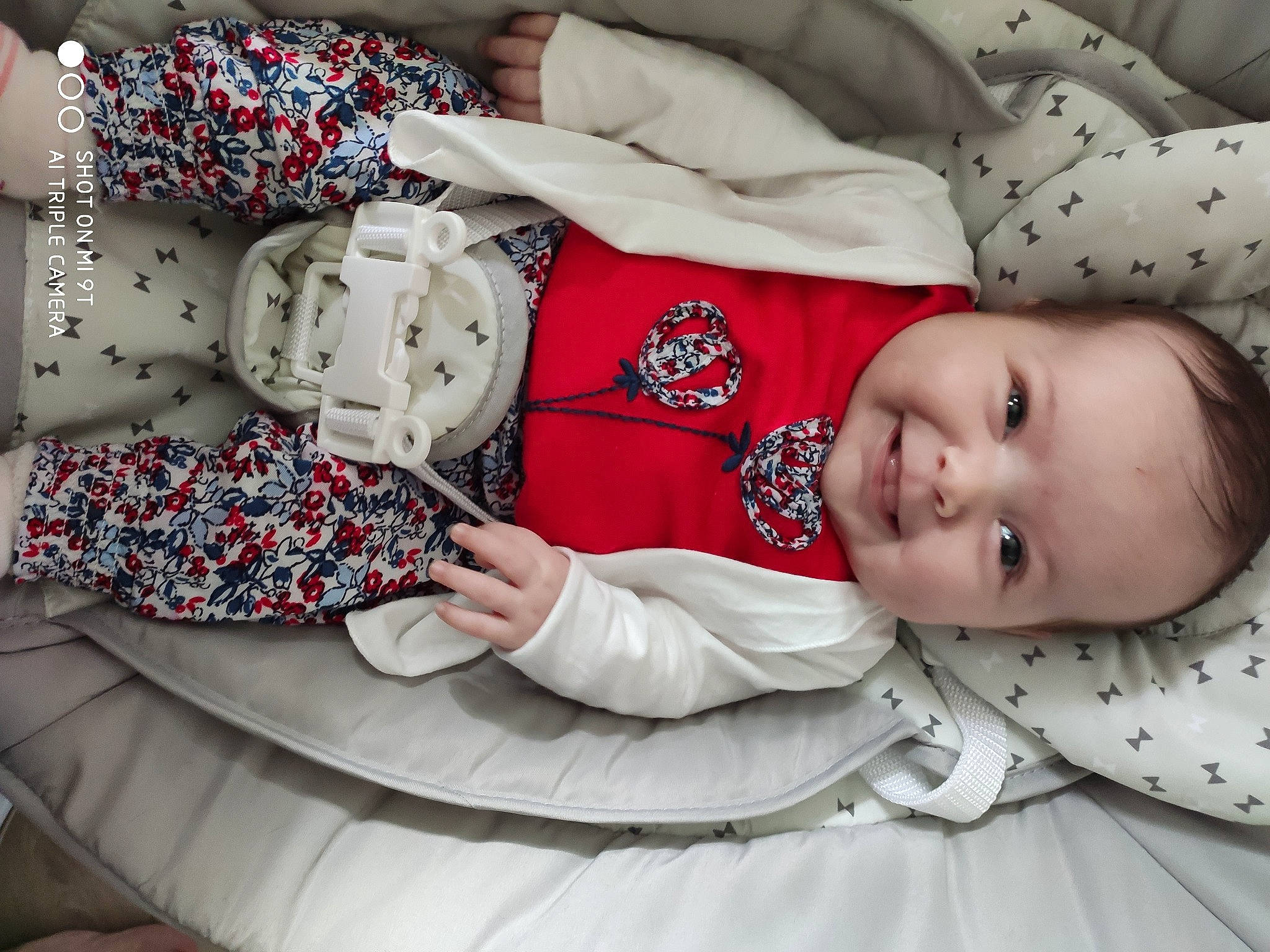 Aleyna participe au concours pour gagner de l'argent avec cette photo : baby, baby_toddler_clothing, beauty, carmine, child, comfort, design, facial_expression, happy, joy, linens, pattern, person, photograph, product, sitting, sleeve, smile, textile, toddler