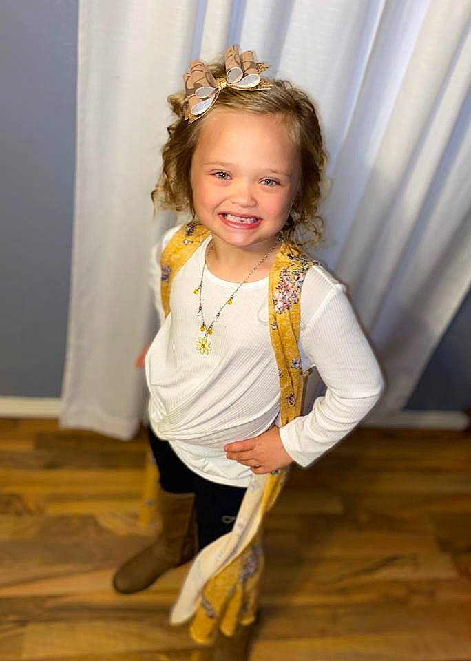 Emma-kate Davis joined the competition — help win amazing prizes! child, child_model, costume, fashion_accessory, hair_accessory, headband, joy, person, smile, standing, toddler, yellow