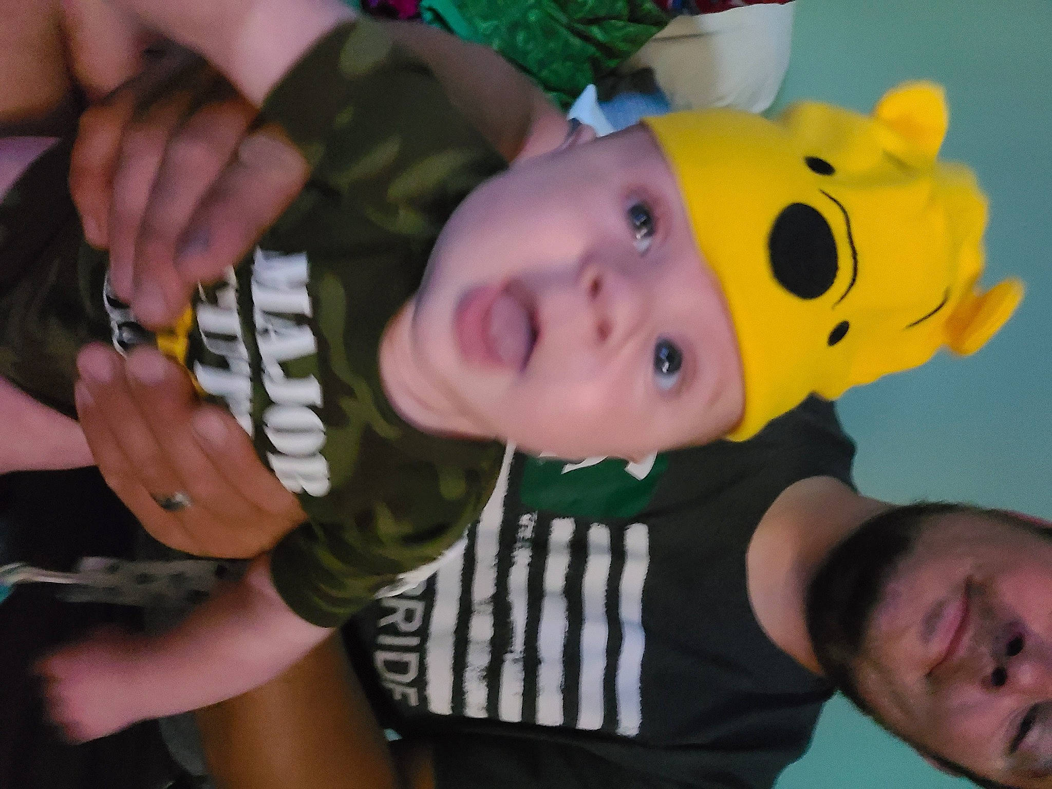 Charlie joined the competition — help win amazing prizes! baby, baby_toddler_clothing, cheek, child, clothing, cool, facial_expression, finger, fun, gesture, green, happy, head, headwear, leisure, mouth, nose, person, surprise, t_shirt