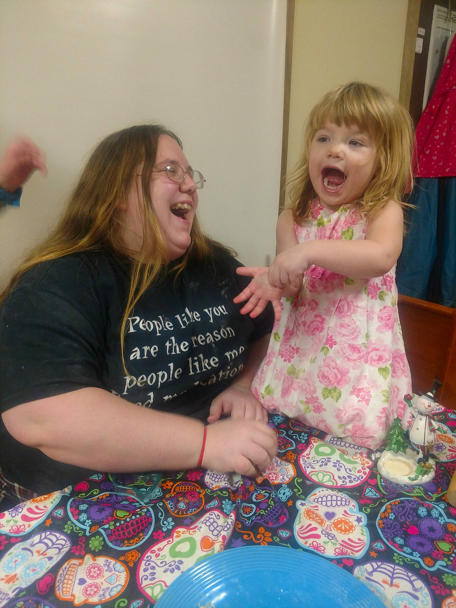 Skylah joined the competition — help win amazing prizes! blond, child, daughter, day, fun, girl, human_hair_color, iris, leg, mother, party, pattern, person, pink, play, sitting, skin, smile, textile, toddler