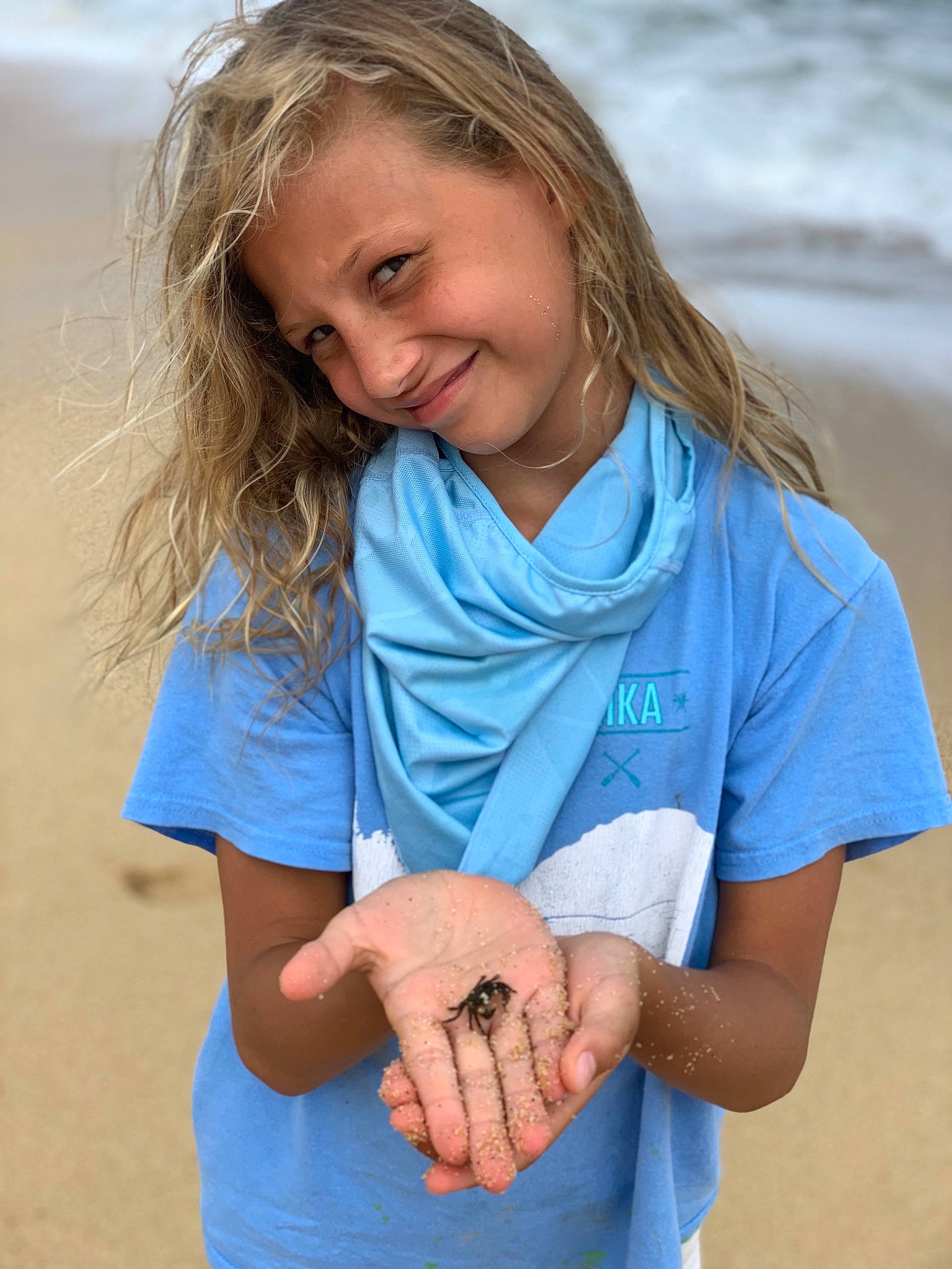 Milana is registered to the contest to win money with this photo: azure, blond, blue, brown_hair, cobalt_blue, elbow, electric_blue, finger, hairstyle, human, joint, joy, long_hair, neck, people_in_nature, person, scarf, shoulder, sleeve, stole