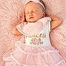 baby, sleeping, pink, tutu, headband, blanket, dress, infant, cute, child, soft, peaceful, adorable, portrait, resting, fashion, delicate, young, face, hands
