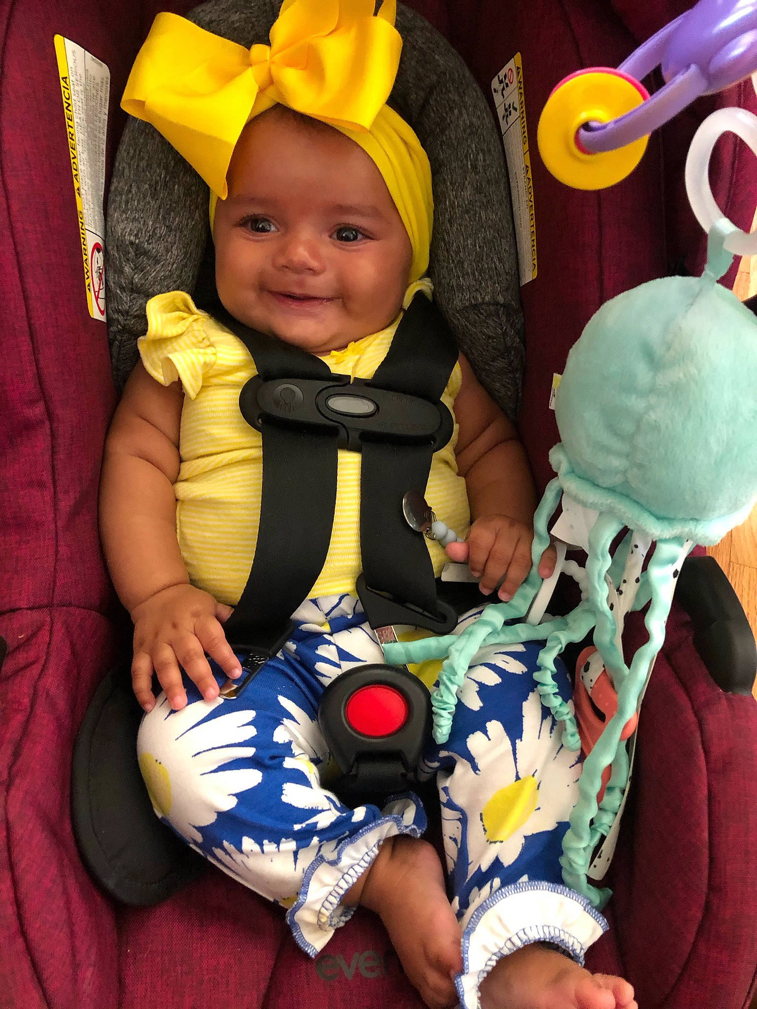Lyanna joined the competition — help win amazing prizes! baby, baby_carriage, baby_products, baby_safety, baby_toddler_clothing, cheek, child, comfort, eye, fun, happy, head, headwear, human_body, joy, person, personal_protective_equipment, product, sitting, sleeve