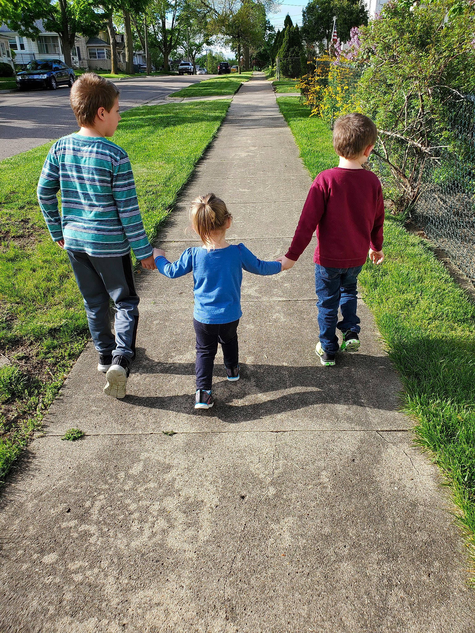 Natalee is registered to the contest to win money with this photo: child, family, fun, gesture, grass, hand, holding_hands, leaf, leisure, people, person, plant, play, recreation, road, summer, thoroughfare, toddler, tree, vacation
