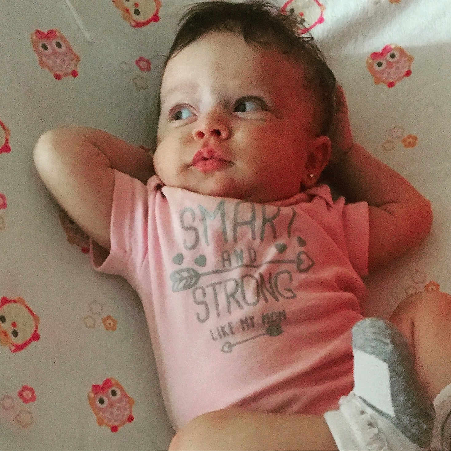 Natasha is registered to the contest to win money with this photo: arm, cheek, child, chin, ear, eye, finger, forehead, girl, hand, head, infant, joint, lip, mouth, neck, nose, person, pink, skin