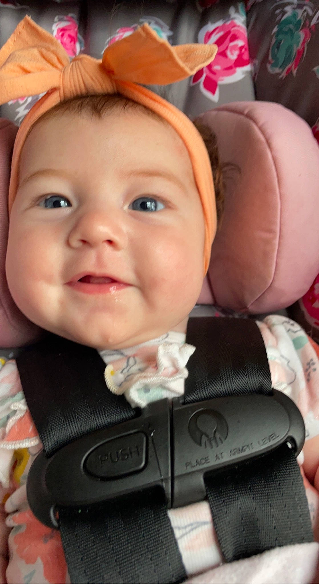 Melanie joined the competition — help win amazing prizes! baby, baby_toddler_clothing, cheek, chin, cool, eyebrow, eyelash, face, facial_expression, finger, happy, iris, lip, mouth, nose, person, pink, skin, smile, textile