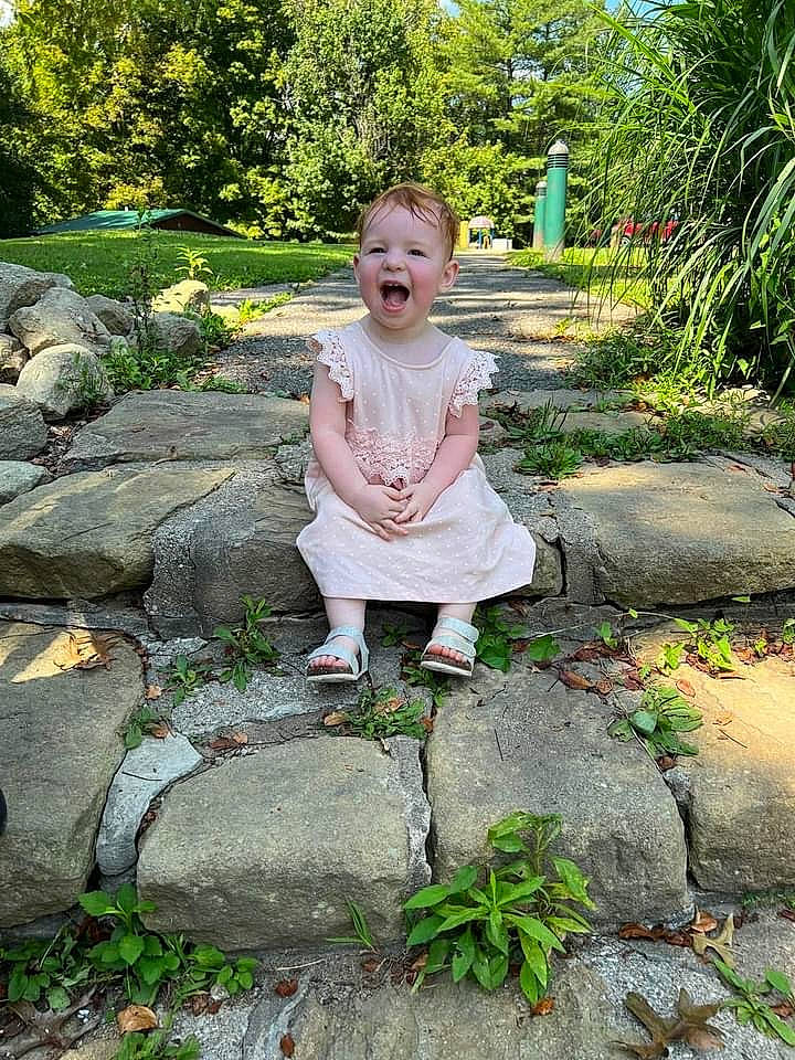 Sophia joined the competition — help win amazing prizes! baby_toddler_clothing, child, dress, flagstone, garden, grass, grass_family, groundcover, landscape, landscaping, leaf, leisure, nature, people_in_nature, person, plant, shrub, terrestrial_plant, toddler, tree