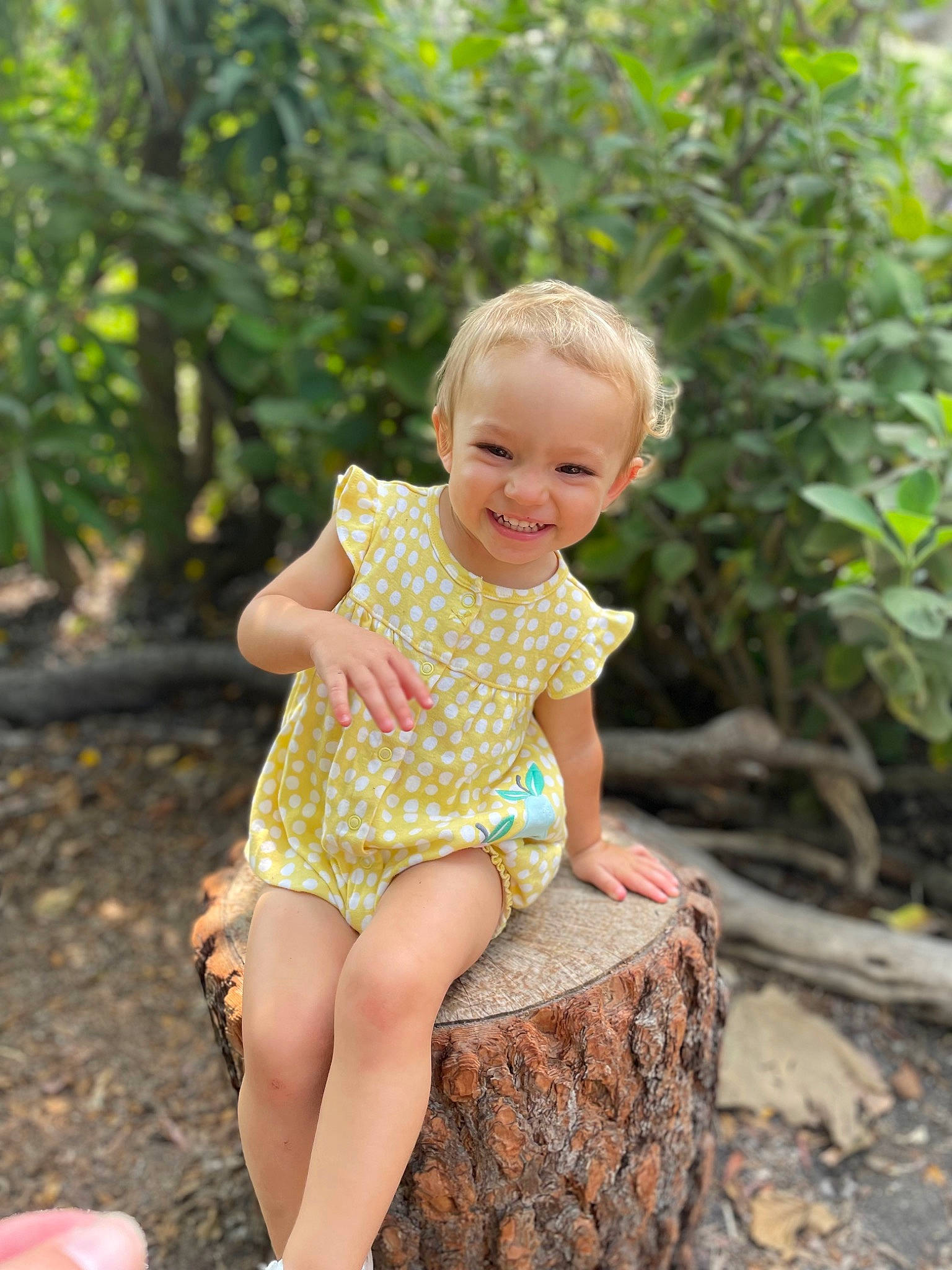Ainsley joined the competition — help win amazing prizes! baby, baby_toddler_clothing, dress, eye, face, grass, hair, happy, head, human_body, joy, leisure, nature, people_in_nature, person, photograph, plant, skin, sleeve, smile