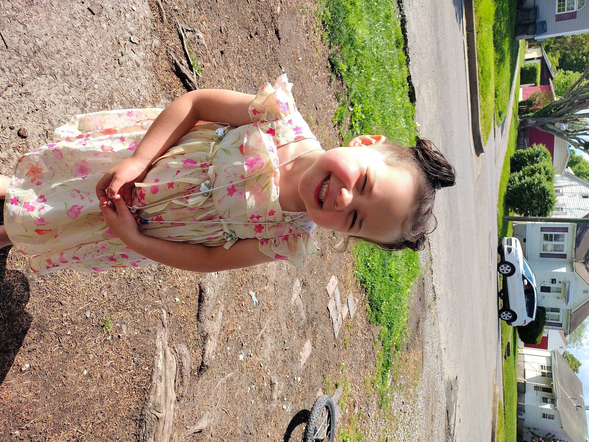 Elizabeth joined the competition — help win amazing prizes! car, child, eyewear, fun, grass, hairstyle, happy, human_leg, joy, landscape, leisure, people_in_nature, person, pink, plant, play, public_space, recreation, smile, soil