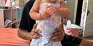 Violet joined the competition — help win amazing prizes! baby, child, smiling, standing, hands, colorful_clothing, sandals, bed, blanket, window, curtain, room, door, person, tattoo, furniture, indoor, happy, cute, holding