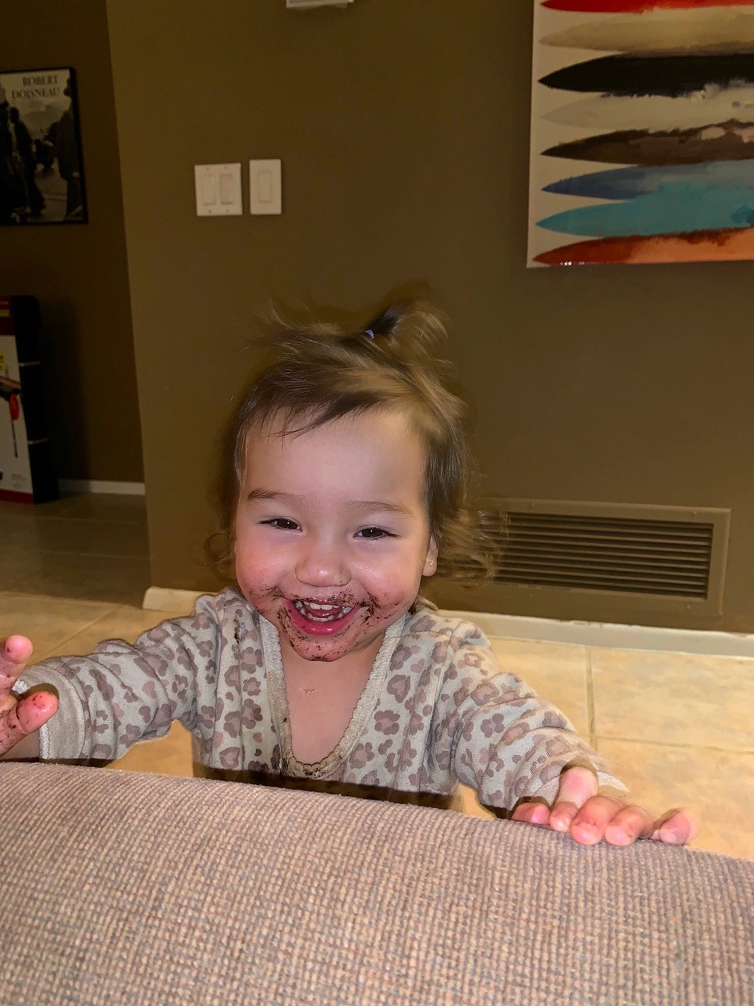 Zayna joined the competition — help win amazing prizes! baby, cheek, child, crawling, face, facial_expression, floor, flooring, fun, head, joy, laugh, person, sitting, smile, toddler