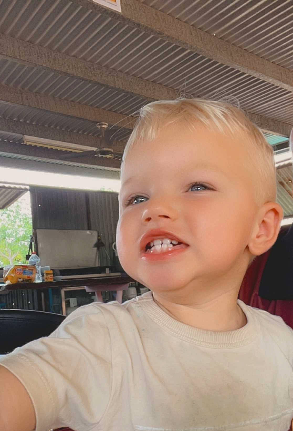 Huxley joined the competition — help win amazing prizes! baby_toddler_clothing, cheek, child, chin, eyelash, fun, happy, houseplant, jaw, laugh, leisure, nose, person, plant, room, smile, t_shirt, toddler, tree, vacation