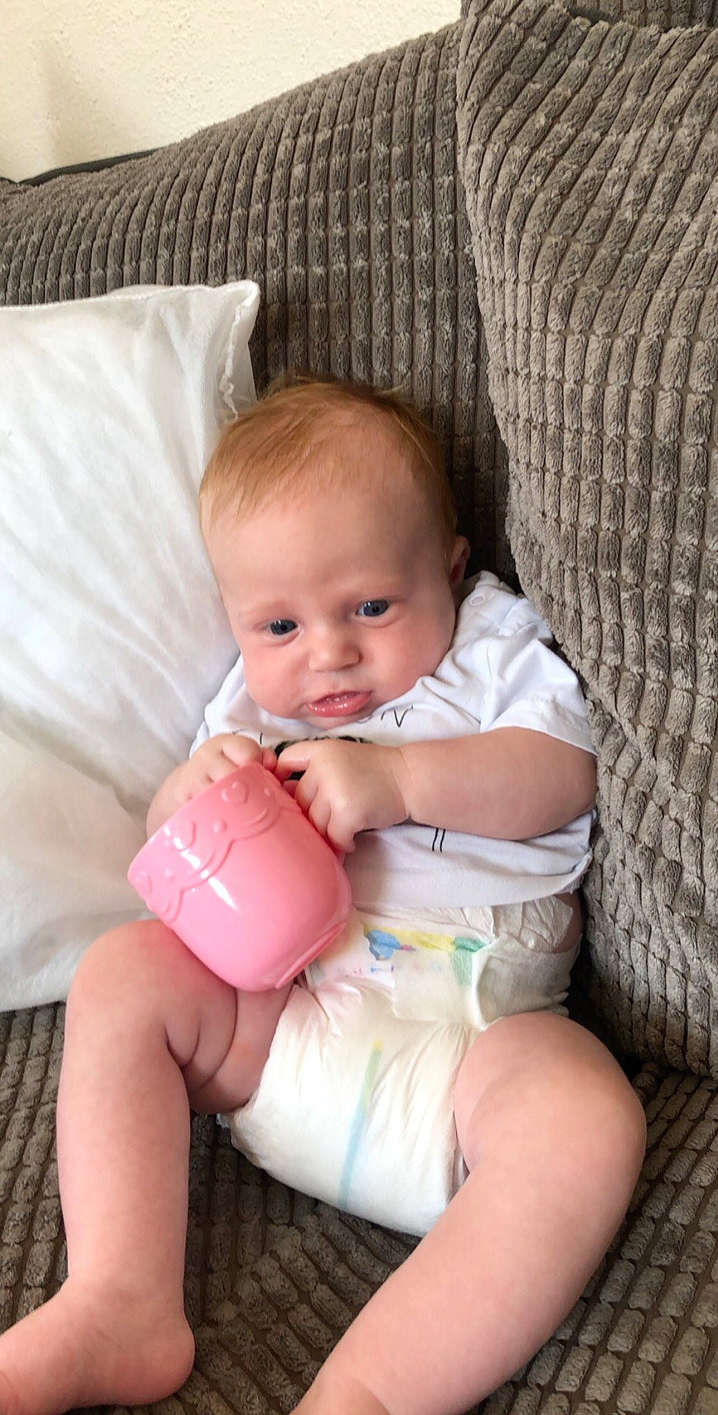 Curt joined the competition — help win amazing prizes! baby, baby_products, baby_toddler_clothing, child, person, pink, product, sitting, skin, toddler