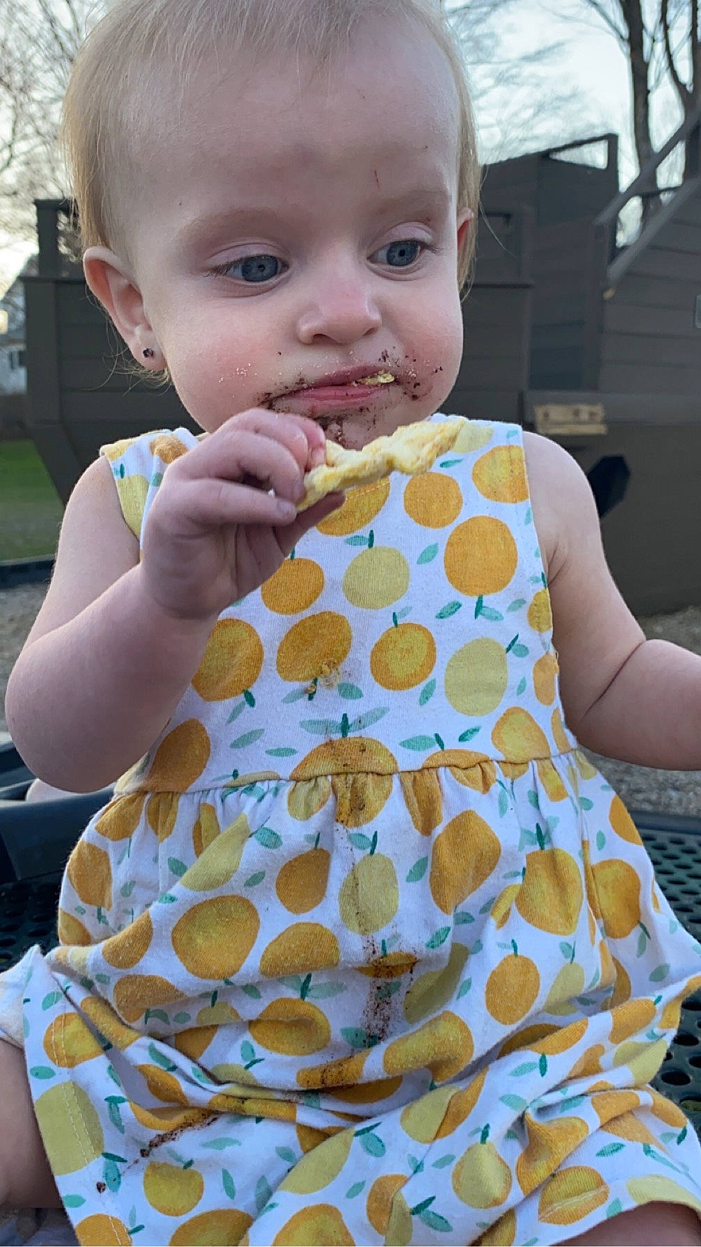 Lakelynn joined the competition — help win amazing prizes! baby, baby_toddler_clothing, beauty, child, day_dress, dress, fashion_design, fun, happy, one_piece_garment, pattern, peach, person, sitting, sleeve, summer, t_shirt, toddler, vacation, yellow