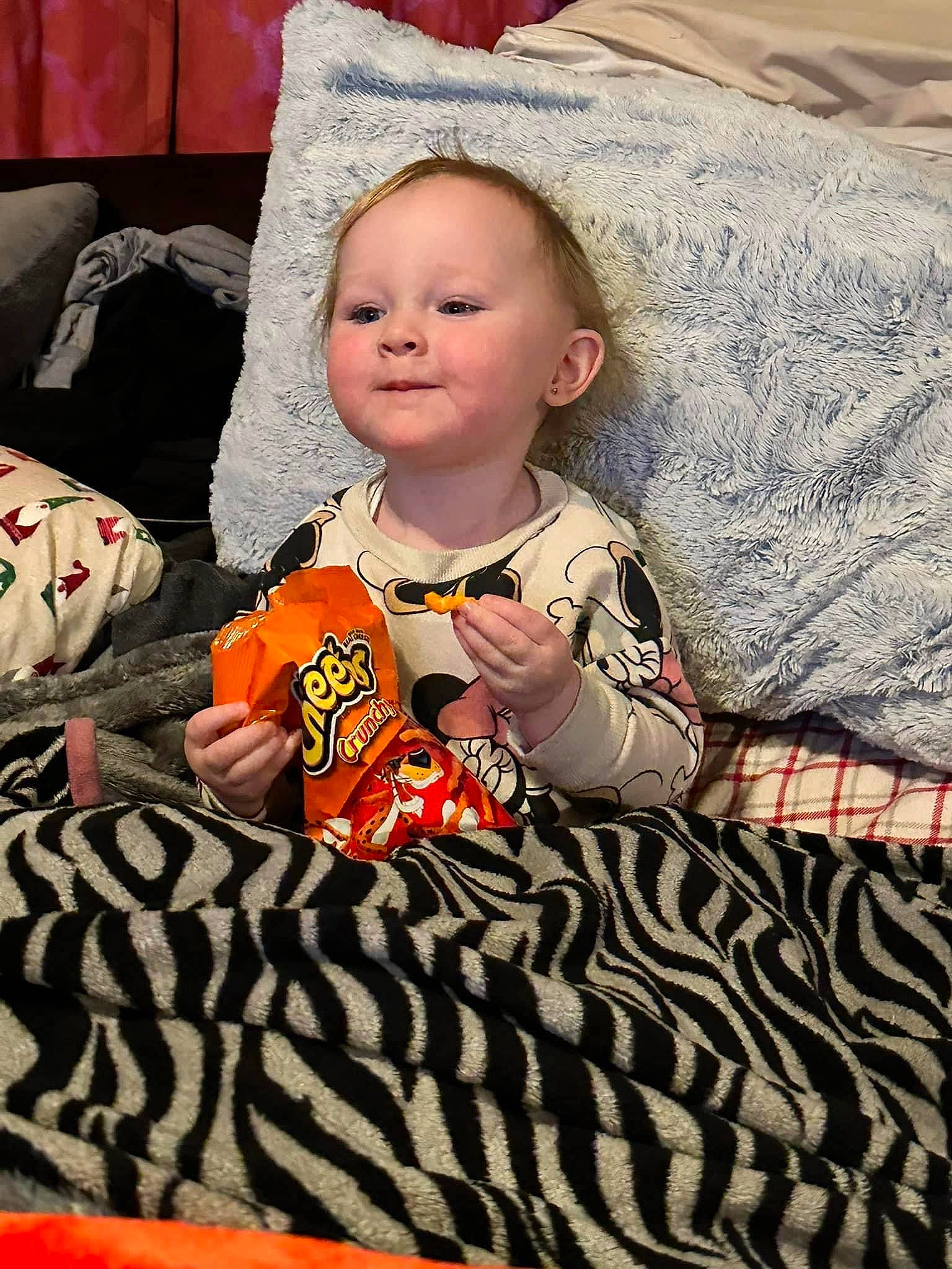 Eliza joined the competition — help win amazing prizes! baby, baby_toddler_clothing, carpet, cheek, child, comfort, dress, face, flooring, head, linens, orange, pattern, person, room, sitting, sleeve, smile, textile, toddler