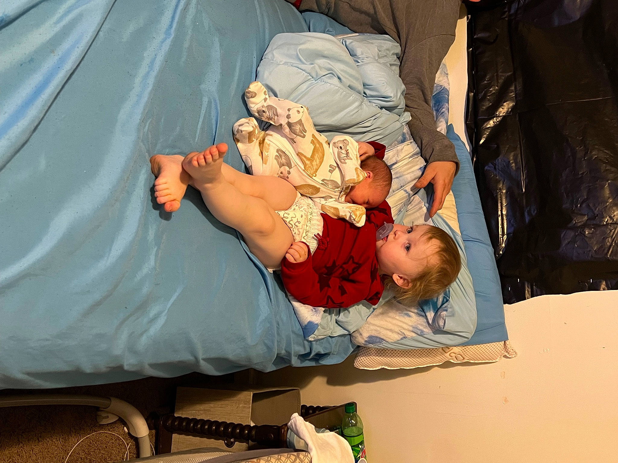 Eliza is registered to the contest to win money with this photo: abdomen, baby, bed, bedding, bedtime, child, comfort, elbow, event, fun, human_leg, lap, leisure, linens, nap, person, room, sitting, textile, toddler