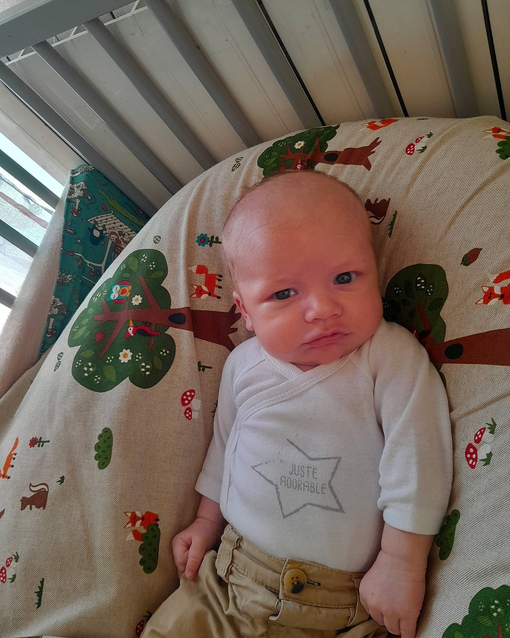 Paolo a rejoint le concours — aidez-le/la à gagner de superbes lots ! baby, baby_products, baby_safety, baby_toddler_clothing, cheek, child, comfort, linens, pattern, person, room, sitting, skin, sleeve, toddler, white