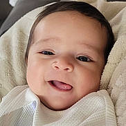 Addilynn joined the competition — help win amazing prizes! baby, babylaughing, bed, blanket, bodypart, cushion, face, furniture, happy, head, homedecor, laughing, mouth, newborn, person, photography, portrait, quilt, smile, teeth