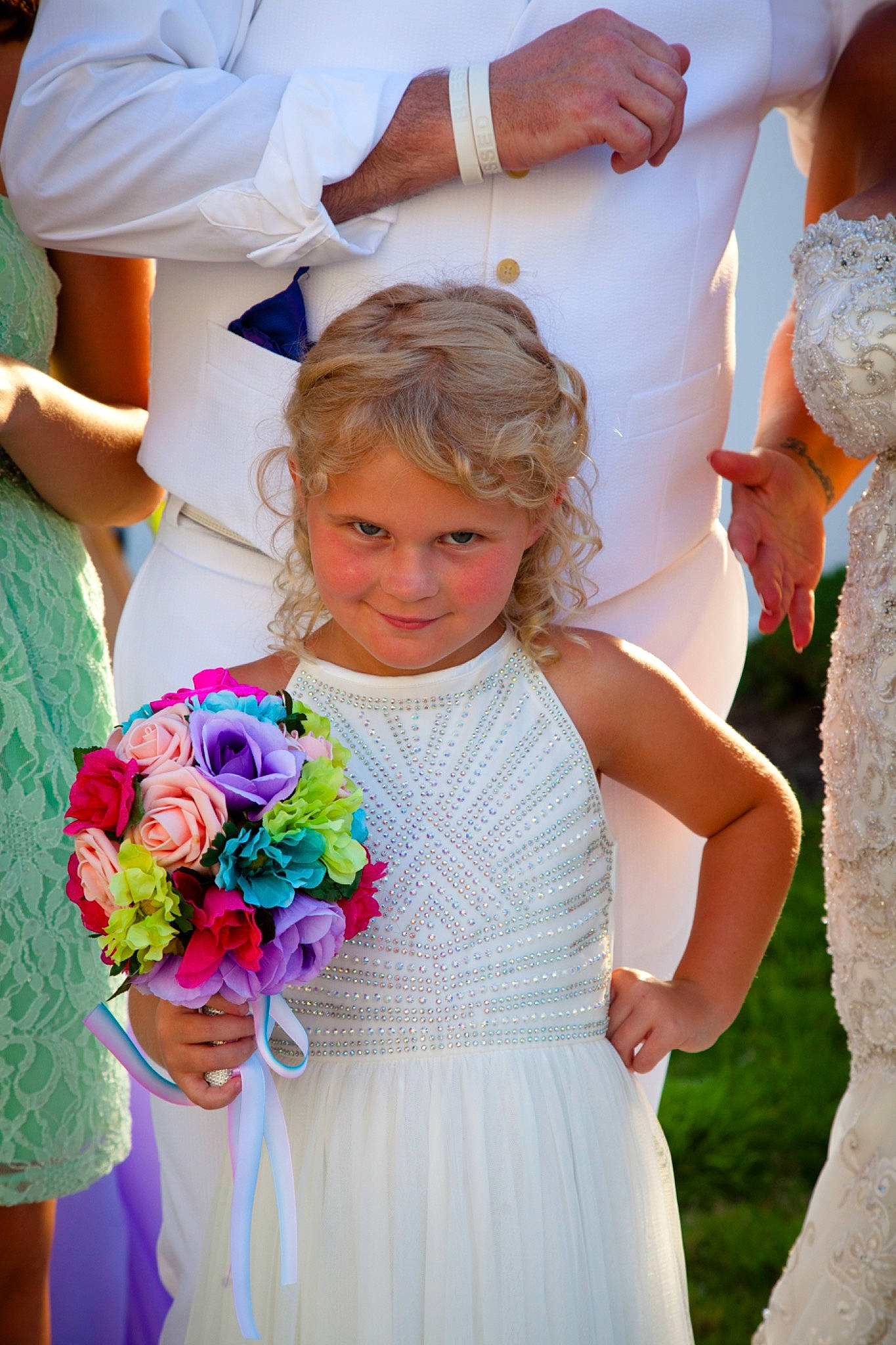 Payton joined the competition — help win amazing prizes! bridal_clothing, bridal_party_dress, dress, facial_expression, flower, fun, gesture, gown, hairstyle, happy, interaction, joy, people_in_nature, person, petal, photograph, pink, plant, wedding_ceremony_supply, wedding_dress