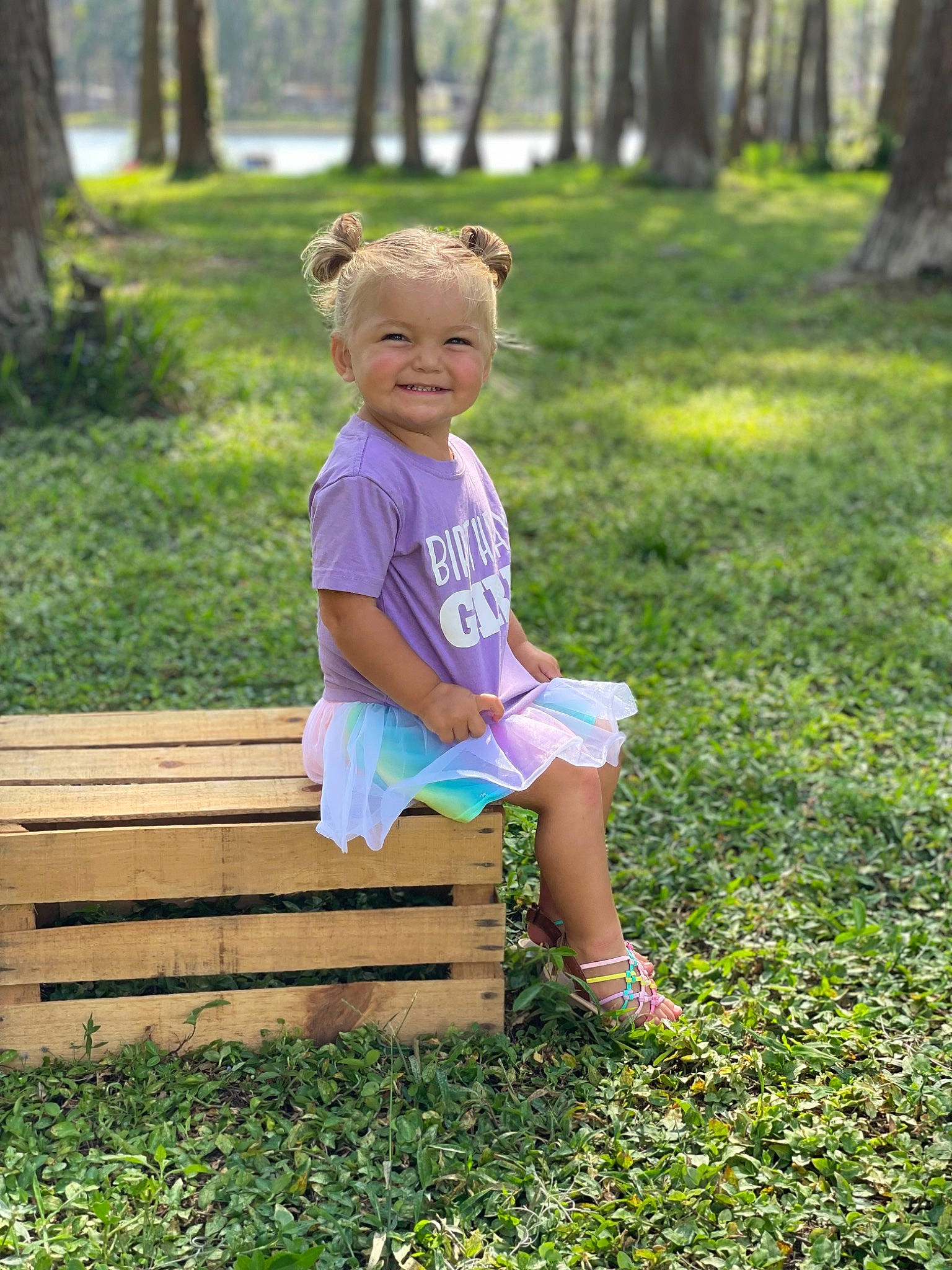 Brynnlee is registered to the contest to win money with this photo: botany, child, fun, grass, green, groundcover, happy, joy, lawn, leisure, people_in_nature, person, plant, recreation, shorts, smile, t_shirt, toddler, tree, vertebrate