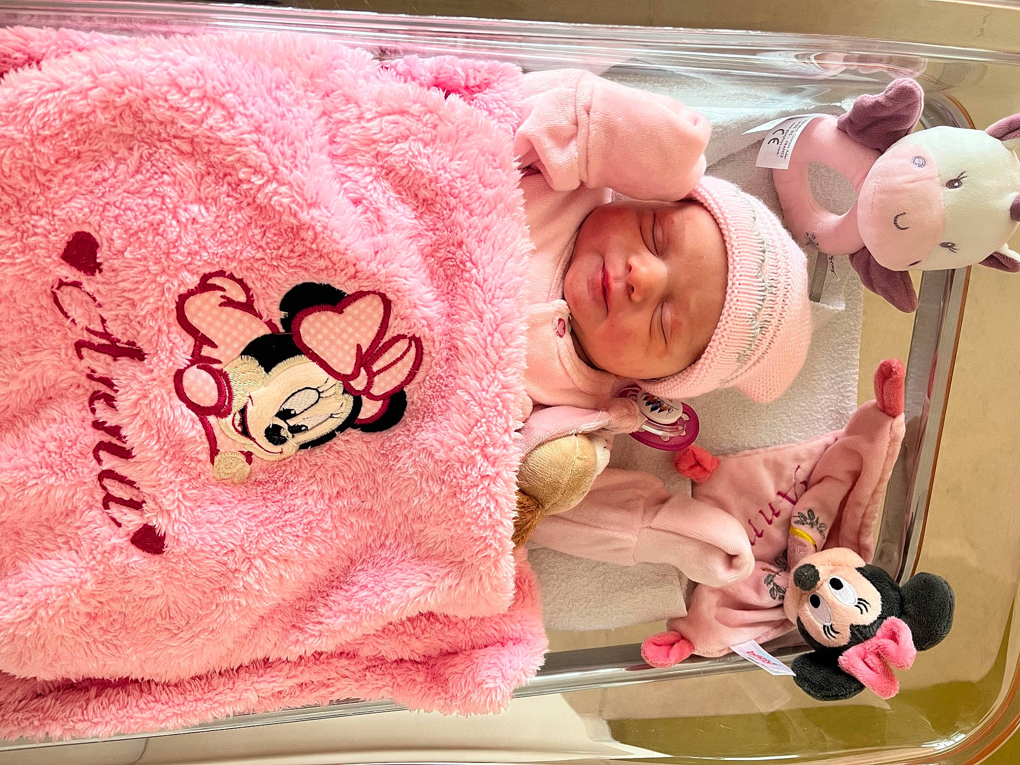 Anna participe au concours pour gagner de l'argent avec cette photo : baby, baby_products, baby_toddler_clothing, child, fashion_accessory, happy, hat, headwear, linens, magenta, mammal, pattern, person, pink, product, room, sleeve, smile, sweetness, textile