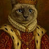 Cornelius Aka Corn joined the competition — help win amazing prizes! cat, crown, royalty, portrait, fur, blue_eyes, regal, costume, necklace, red_clothing, gold, jewelry, historical_style, painting, animal_portrait, luxury, fur_trim, medieval, ornate, classical