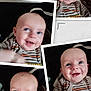 Malone a rejoint le concours — aidez-le/la à gagner de superbes lots ! baby, collage, striped_clothing, infant, smiling, curious, portrait, cute, child, face, blue_eyes, expression, blanket, indoors, young_child, happy, closeup, person, photography, sitting