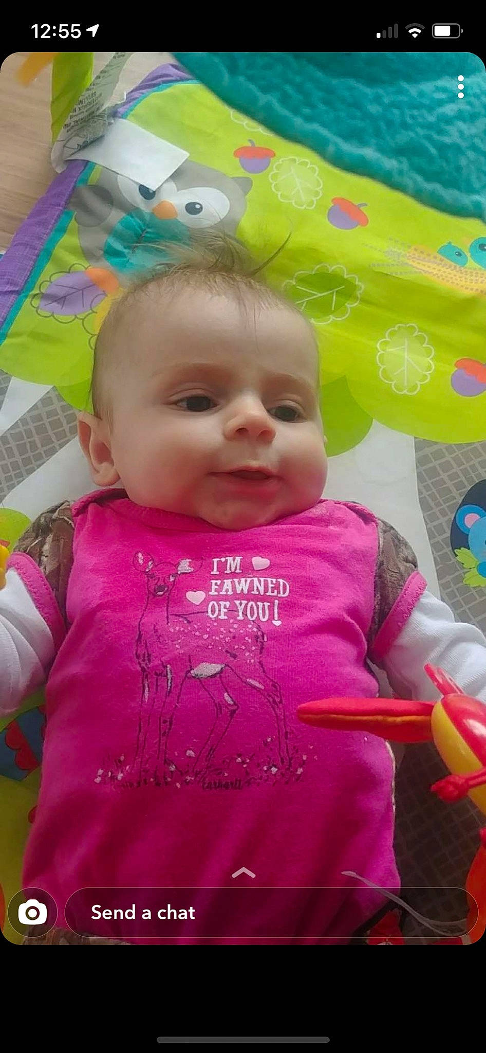 Hadleigh joined the competition — help win amazing prizes! art, baby, baby_products, baby_toddler_clothing, cheek, child, facial_expression, fun, happy, iris, magenta, pattern, person, pink, skin, sleeve, smile, t_shirt, textile, toddler