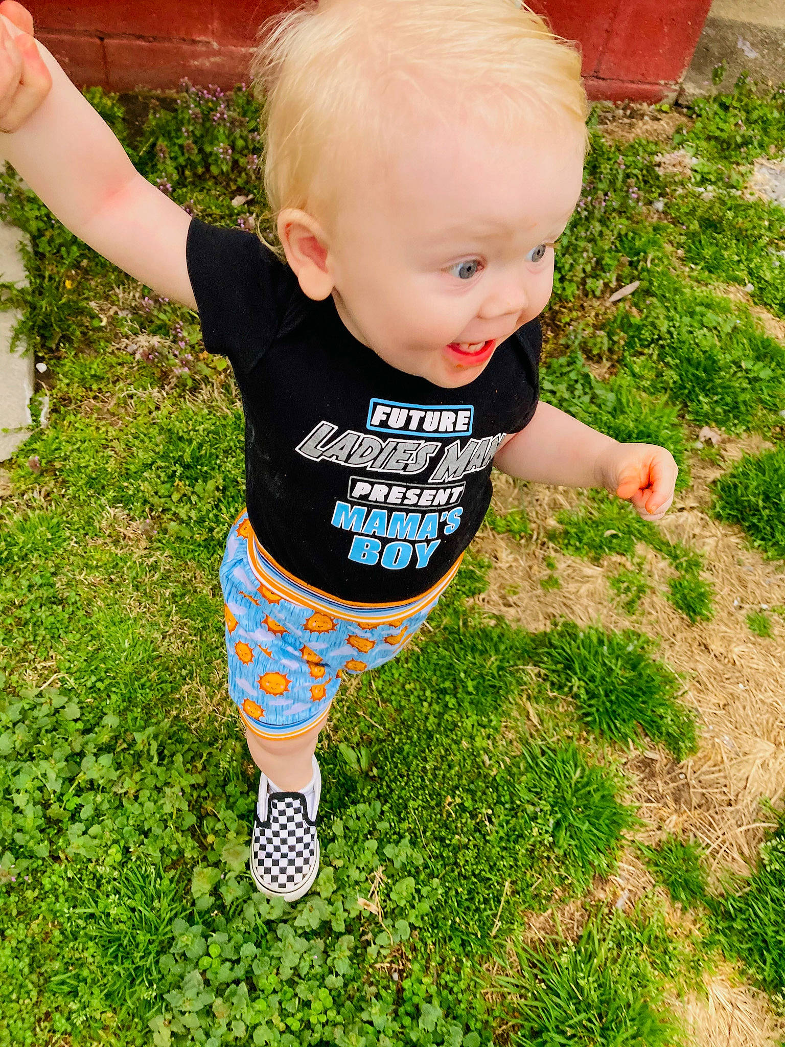 Brodie joined the competition — help win amazing prizes! baby, baby_toddler_clothing, child, face, flooring, fun, grass, grass_family, groundcover, happy, head, lawn, leisure, people_in_nature, person, plant, recreation, smile, summer, t_shirt