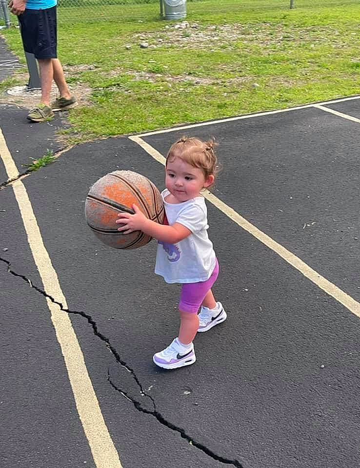 Marilyn joined the competition — help win amazing prizes! asphalt, ball, ball_game, basketball, basketball_moves, fun, grass, leisure, people, person, photograph, player, recreation, shoe, shorts, sneakers, sports, sports_equipment, streetball, toddler