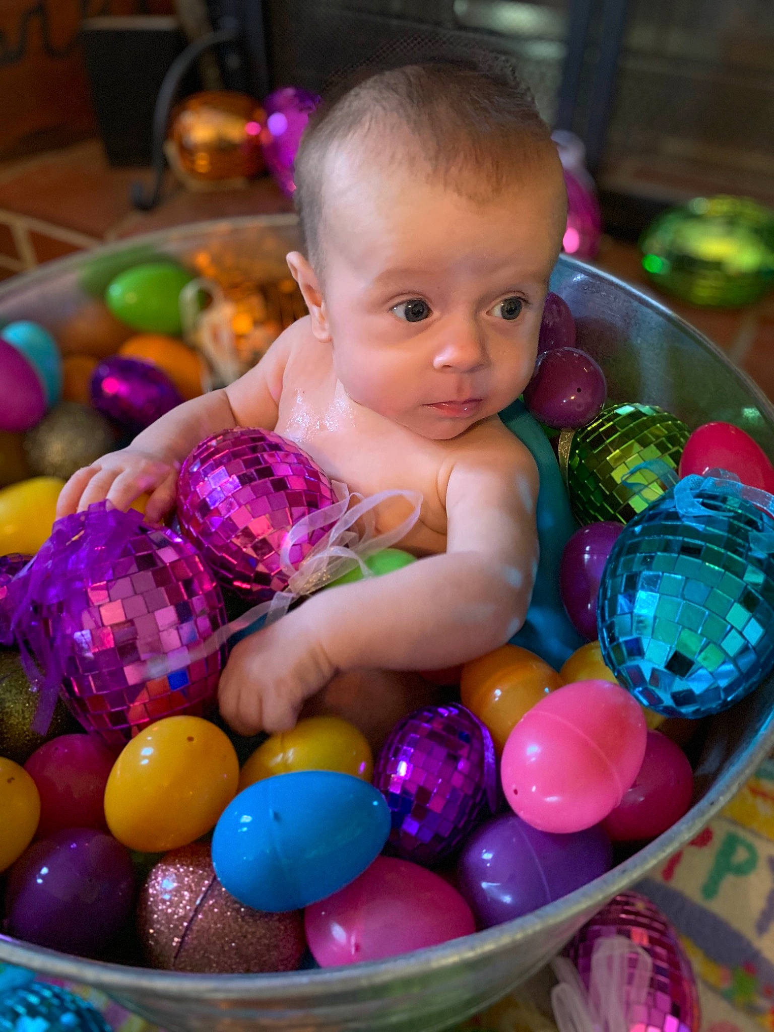 Joelene is registered to the contest to win money with this photo: baby, basket, beauty, child, easter, event, fun, holiday, party, party_supply, people, person, photograph, plastic, play, product, snapshot, sweetness, toddler, toy