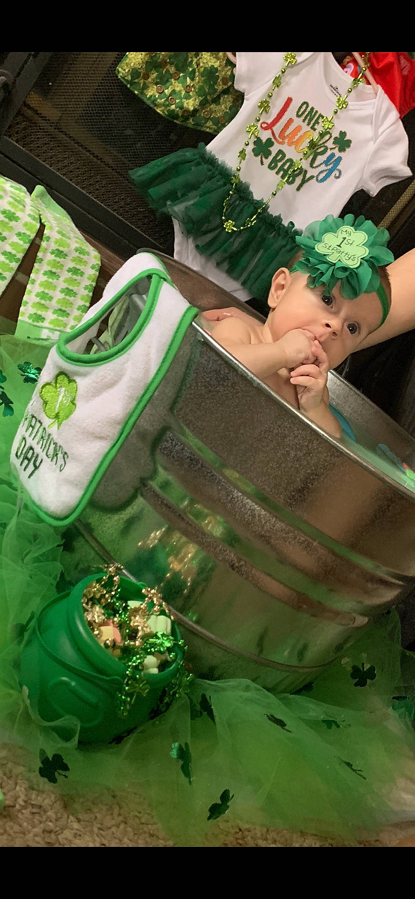 Joelene joined the competition — help win amazing prizes! costume, entertainment, event, fashion_accessory, festival, flag, formal_wear, fun, glass, grass, green, happy, headpiece, holiday, jewellery, necklace, person, public_event, saint_patricks_day, tie