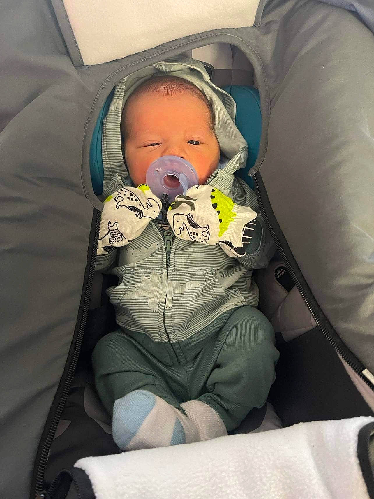 Carson joined the competition — help win amazing prizes! baby, baby_carriage, baby_in_car_seat, baby_products, baby_safety, baby_sleeping, baby_toddler_clothing, car_seat, cheek, child, comfort, health_care, human_body, knee, lap, linens, person, seat_belt, sitting, thigh