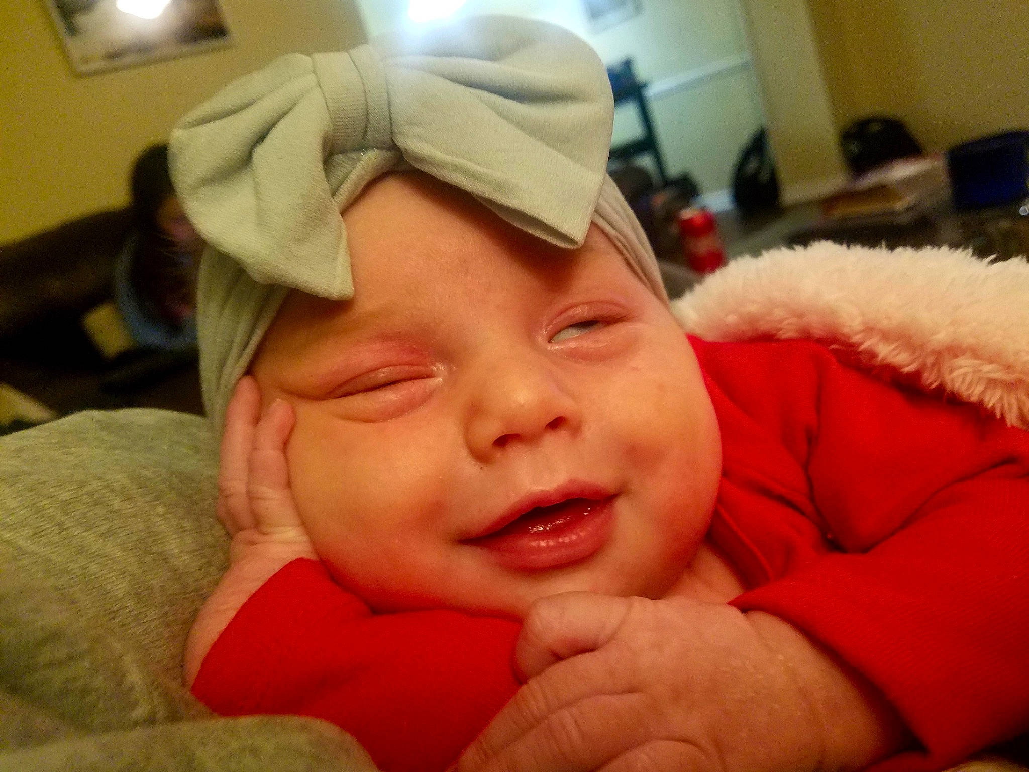 Ciara joined the competition — help win amazing prizes! baby, bedtime, cheek, child, chin, ear, face, facial_expression, happy, head, headgear, headwear, laugh, lip, mouth, nose, person, skin, sleep, smile