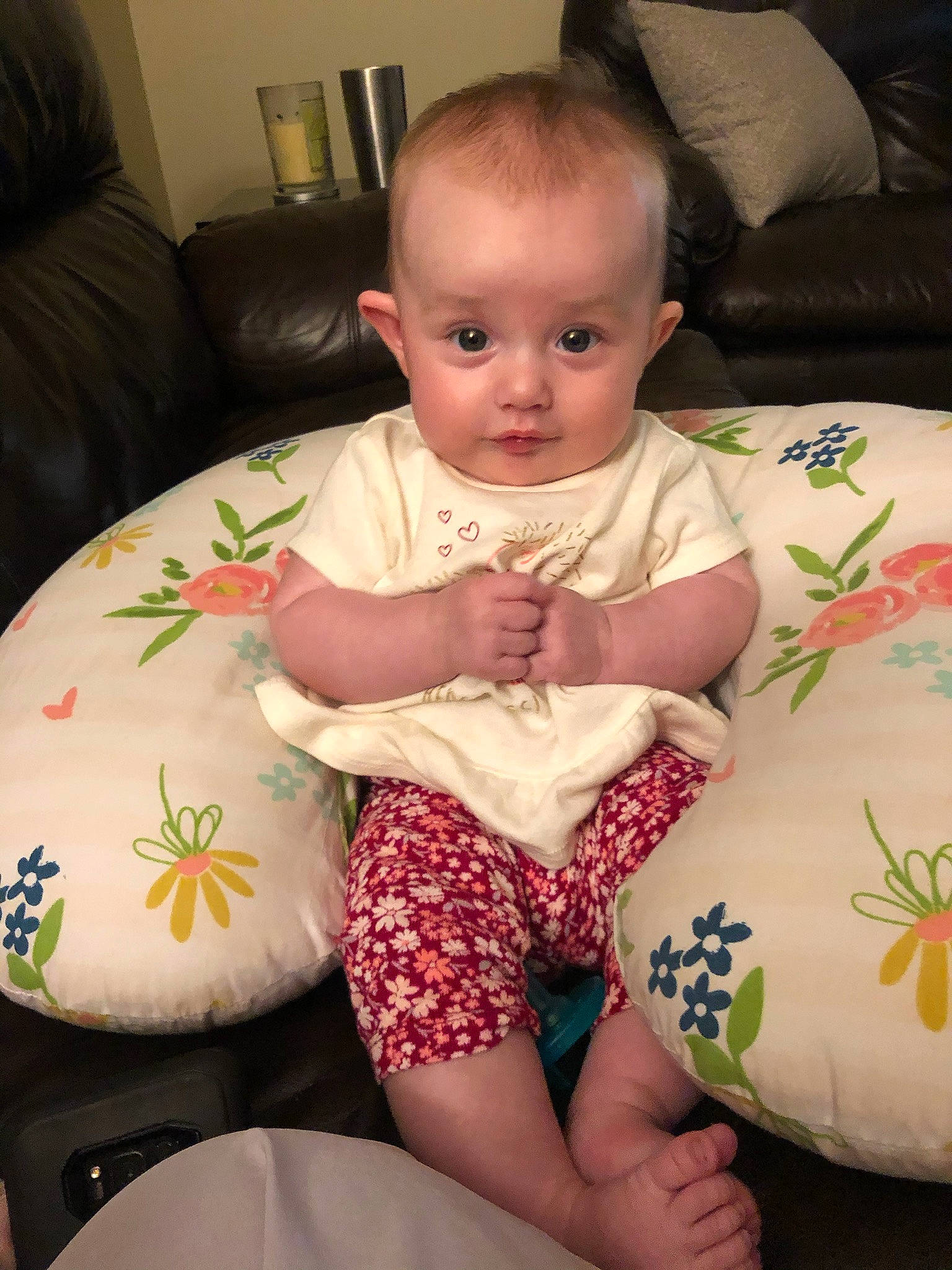 Ciara is registered to the contest to win money with this photo: baby, cheek, child, person, sitting, skin, toddler