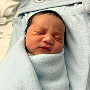 Alexander Jay joined the competition — help win amazing prizes! baby, blanket, blue, child, closeup, cozy, cute, face, head, indoors, infant, newborn, peaceful, portrait, resting, skin, sleeping, soft, tender, wrapped