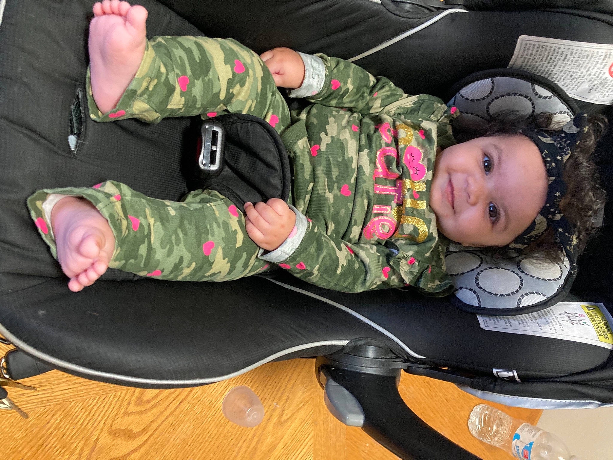 Arianna joined the competition — help win amazing prizes! baby_toddler_clothing, boot, camouflage, cargo_pants, comfort, fun, headwear, human_body, joy, leg, mammal, marines, military_camouflage, military_person, military_uniform, pattern, person, shoe, smile, sneakers