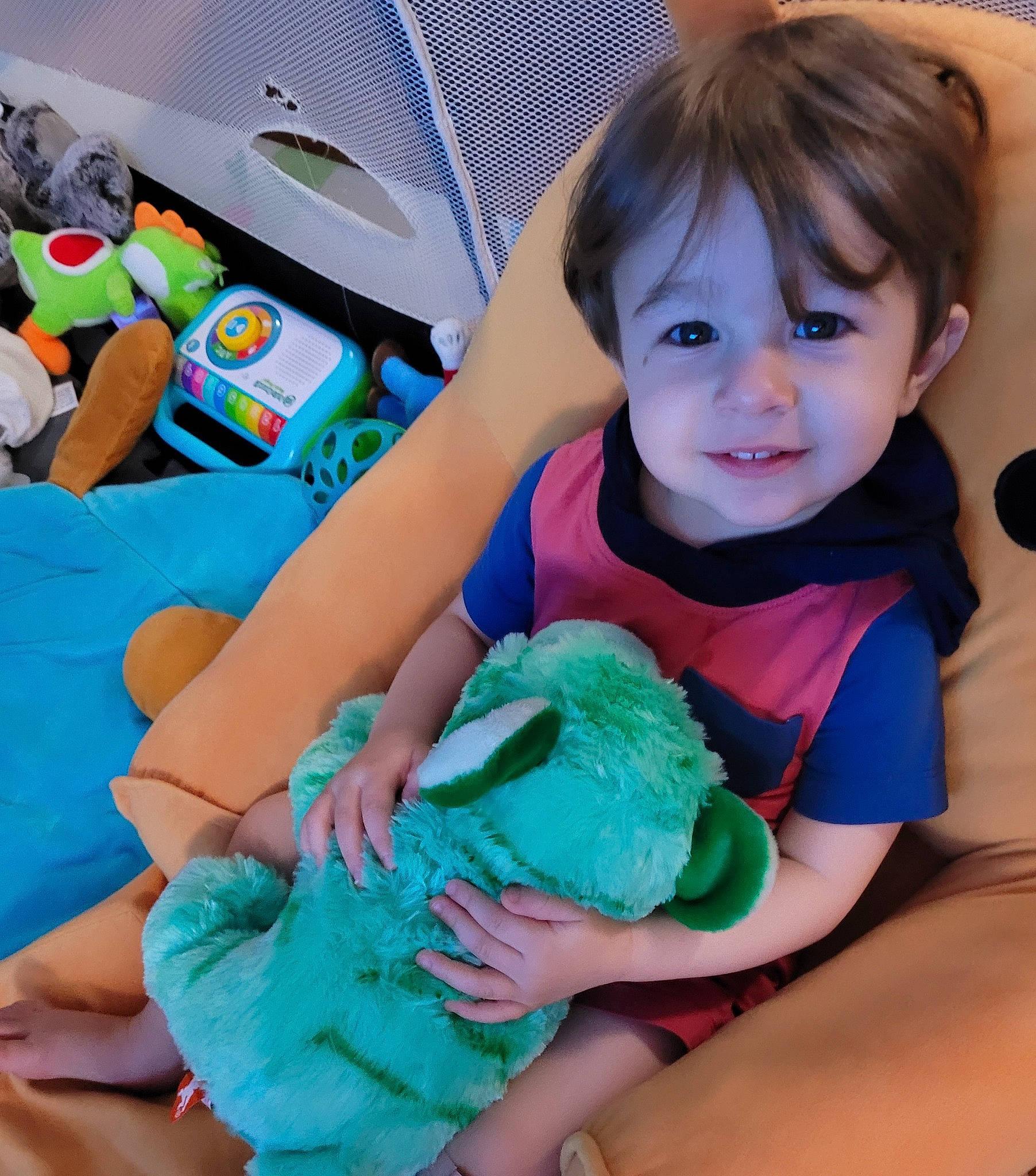 Leon joined the competition — help win amazing prizes! baby, baby_toddler_clothing, blue, child, comfort, electric_blue, finger, gesture, green, hand, happy, iris, nail, person, pink, product, room, skin, smile, thumb