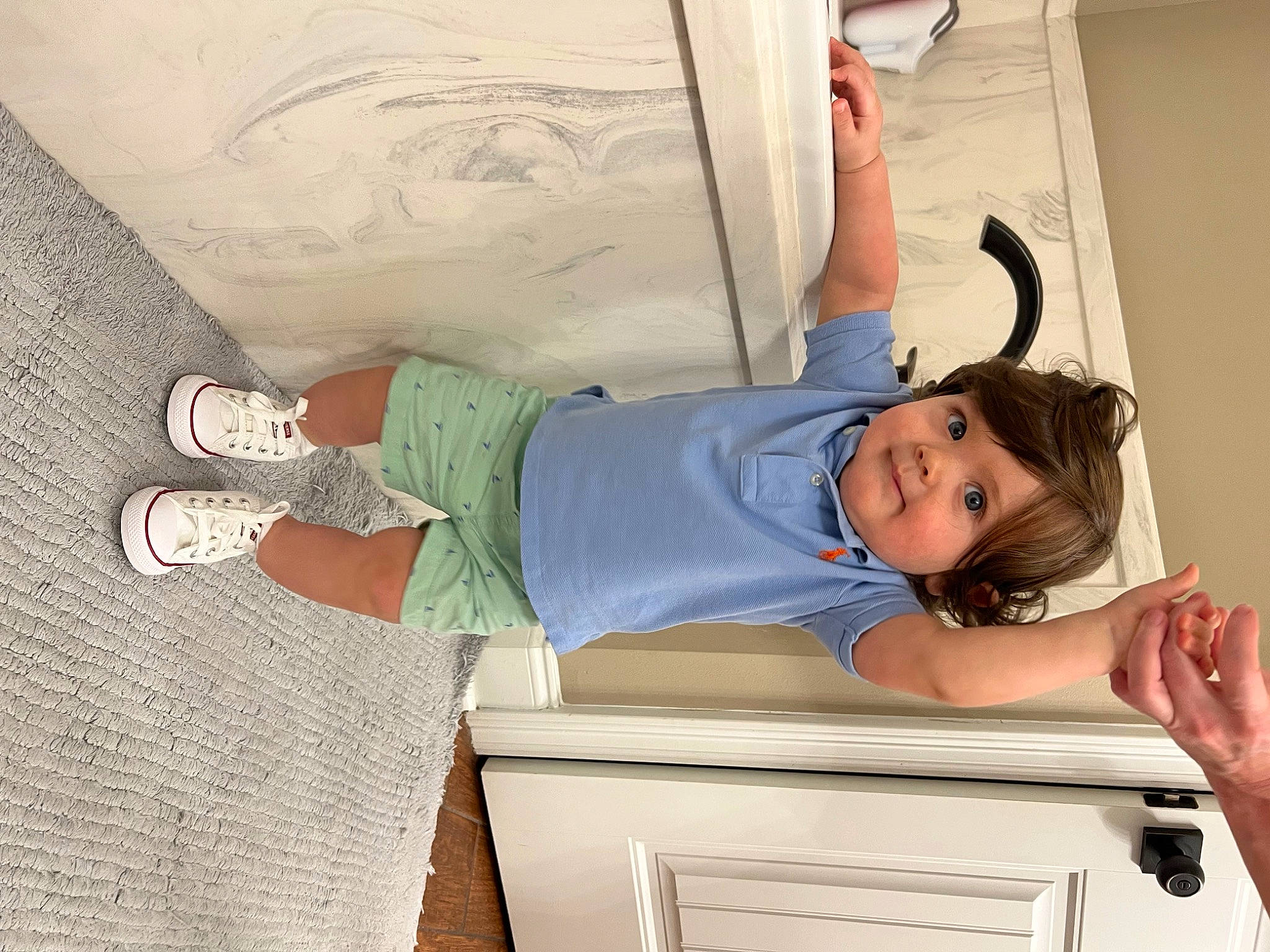 Bennett joined the competition — help win amazing prizes! baby_toddler_clothing, ceiling, child, comfort, drawer, elbow, fun, hat, human_leg, joint, joy, knee, laundry_room, leg, leisure, person, room, t_shirt, thigh, toddler
