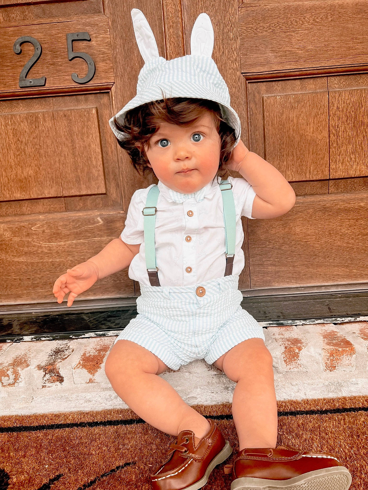 Bennett is registered to the contest to win money with this photo: baby_toddler_clothing, bangs, beauty, child, dress, face, fashion_design, happy, hat, head, headgear, headwear, human_body, leg, neck, person, pink, sleeve, sun_hat, thigh