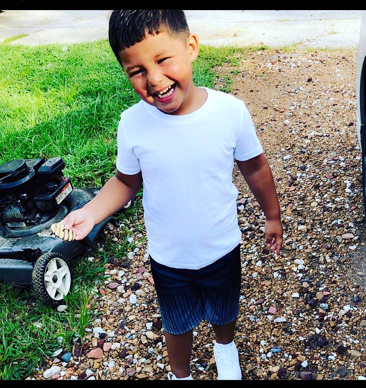 Calin joined the competition — help win amazing prizes! child, cool, fun, grass, happy, joy, person, photography, play, shoe, smile, summer, t_shirt, toddler, vehicle