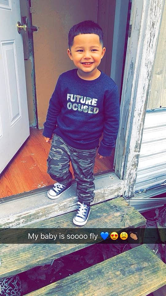 Calin is registered to the contest to win money with this photo: child, cool, joy, person, shoe, sleeve, smile, sportswear, standing, t_shirt, toddler