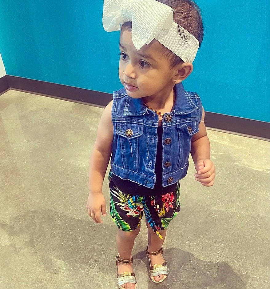 Gianna joined the competition — help win amazing prizes! baby_toddler_clothing, baseball_cap, cap, child, cool, electric_blue, fun, hand, happy, headwear, human_leg, neck, pattern, person, shorts, sleeve, sportswear, street_fashion, t_shirt, thigh